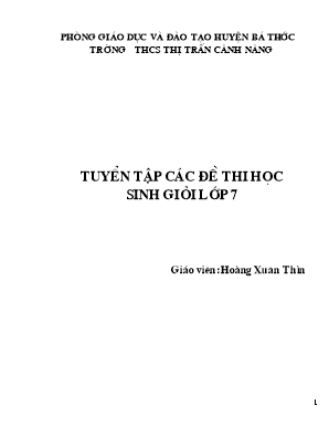 Tuyển tập các đề thi học sinh giỏi môm Toán Lớp 7 - Hoàng Xuân Thìn